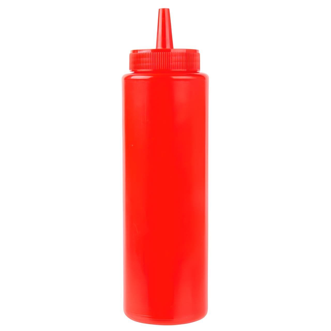 OCS Parts 8 Ounce Red Squeeze Condiment Bottle