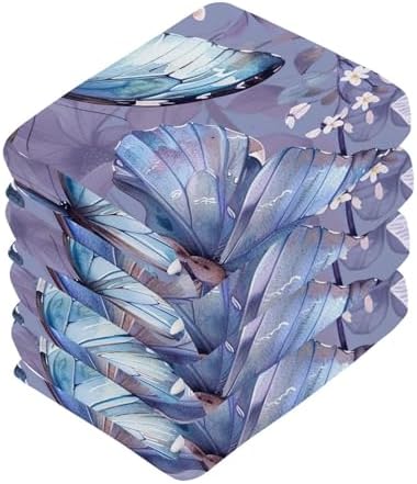 YETTASBIN Butterfly Flower Washcloths Soft and Absorbent Reusable Face Towels