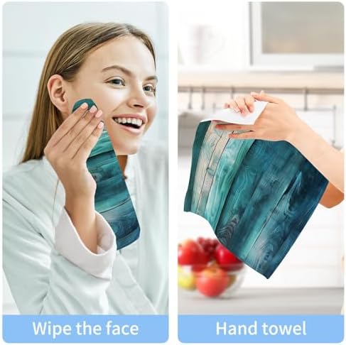 YETTASBIN Teal Green Washcloth Set 2pk Soft Reusable Face Towels