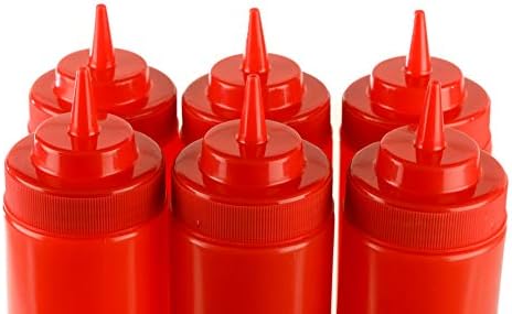 EcoQuality 6-Pack Red Squeeze Condiment Bottles