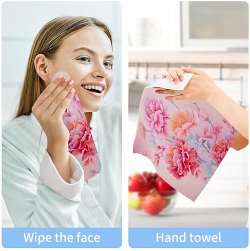 2-Piece Abstract Floral Washcloth Set - Soft Absorbent Baby Face Towels