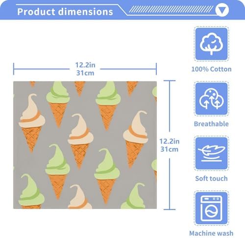 Chunky Ice Cream Cone Washcloth 2-Pack Soft Reusable