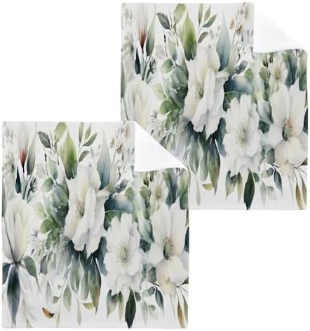 Perfect 2-Pack Yettasbin Flower Washcloths Soft Absorbent Cotton Face Towels