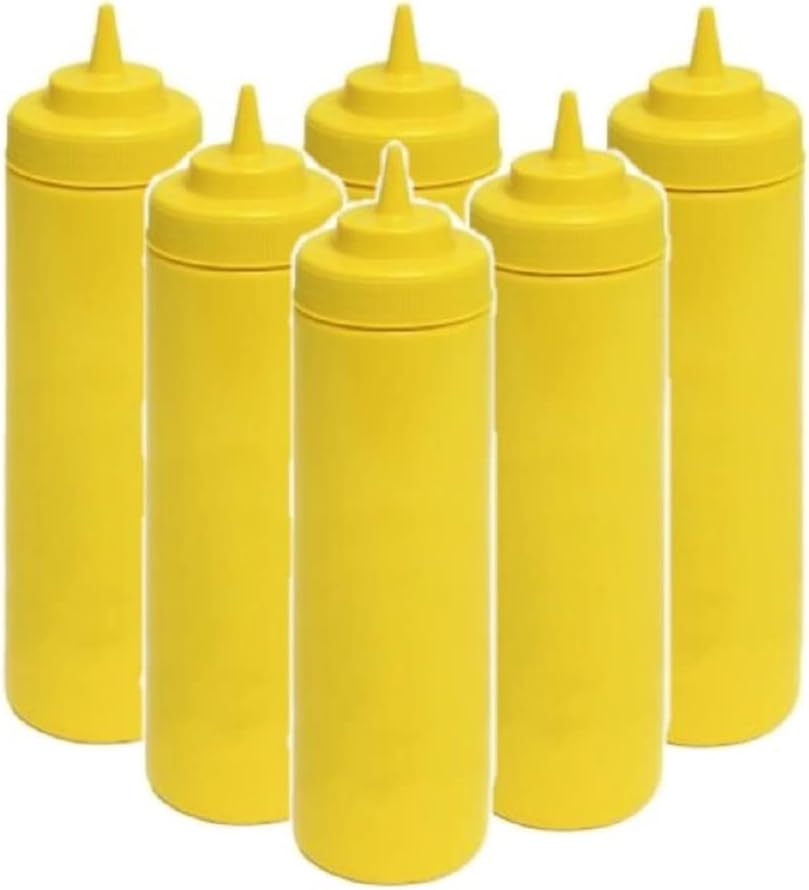 TrueCraftware 6-Piece 24 oz Yellow Squeeze Condiment Bottles
