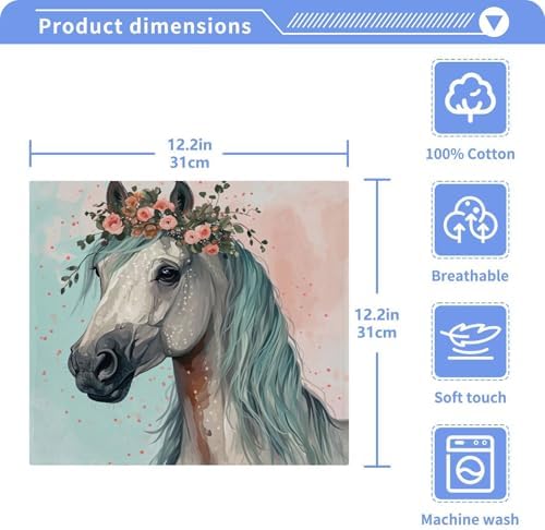 Yettasbin Horse Washcloths 2 Pack Soft Absorbent Towels