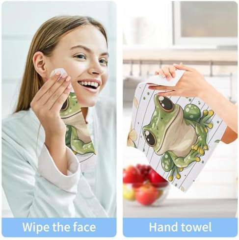 2-Pack Cute Frog Washcloths for Bathroom 12x12in