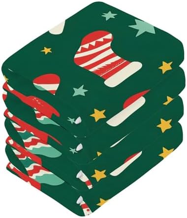 Festive Xigua Christmas Socks Washcloths