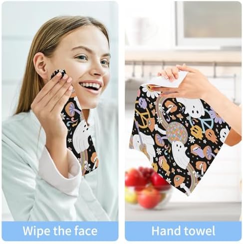 Halloween Ghost Soft Absorbent Face Towels 12x12 In Reusable Washcloth