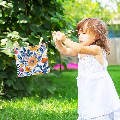 Flower Twig Washcloth Set for Babies 2-Pack Soft Reusable 12x12 Inch