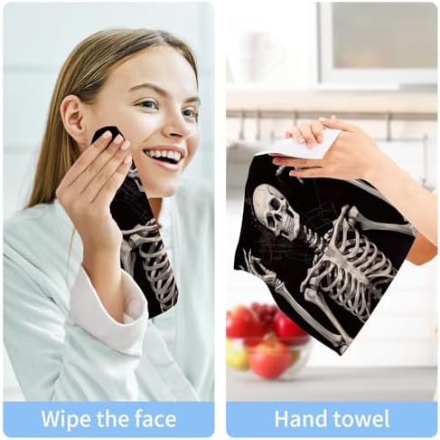 Skeleton Washcloths 2 Pack - Soft Absorbent Cotton Baby Face Towels