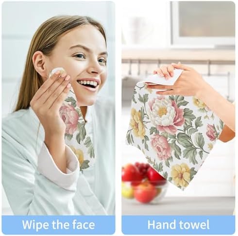 Xigua Peonies Washcloth Set - Fast Drying Super Absorbent Multi-Purpose Towels