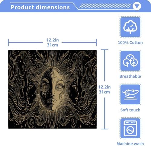 Xigua Sun and Moon Washcloths Set of 2 - 12x12 Inch