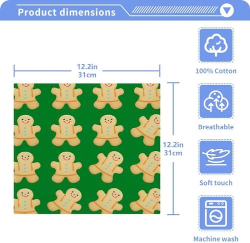Christmas Gingerbread Man Washcloths 2-Pack