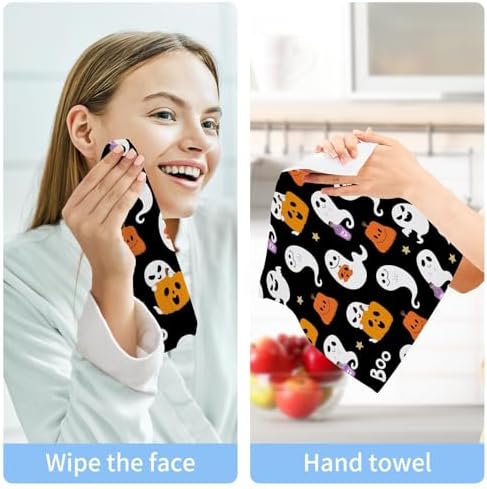 Halloween Ghost Washcloths 2 Pack Soft Absorbent Towels