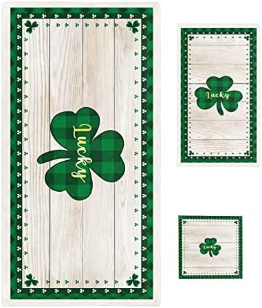 ZOE GARDEN Buffalo Plaid Check Shamrock Bath Towels Set