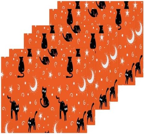 Pumpkin Cat Washcloth Set Halloween Washable Towels for Cats Kids