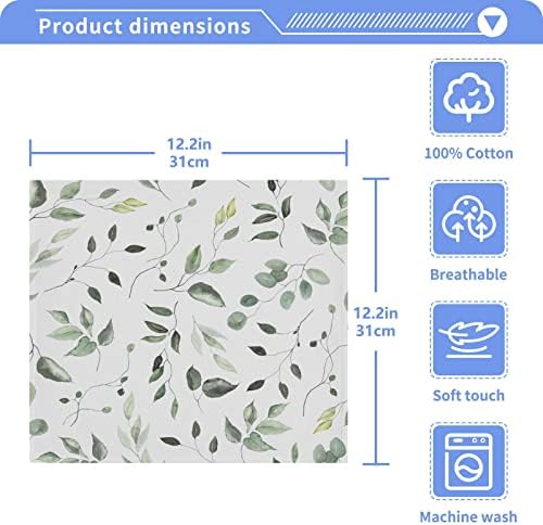 Kigai Green Leaves 12x12 Cotton Washcloth Set for Bathroom More