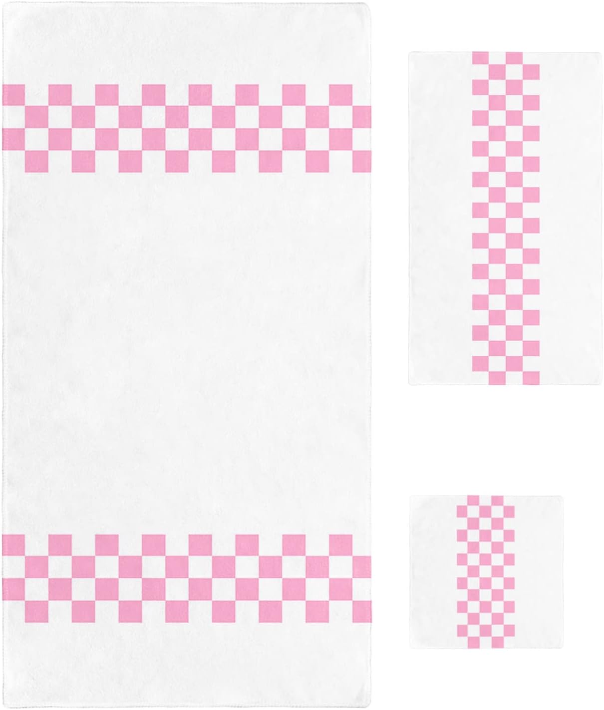 Pink Buffalo Check Towel Set Quick Dry Bath Rug