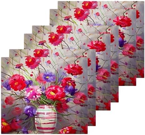 Red Flower Face Towels
