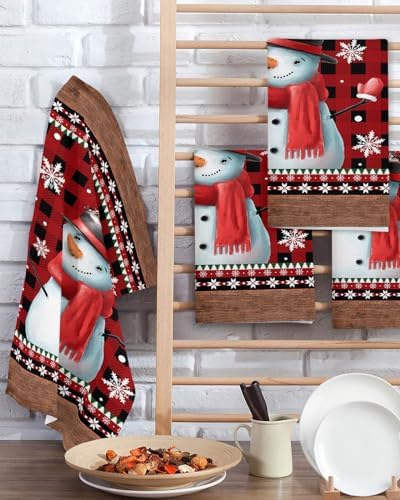 Christmas Snowman Waffle Towels Set of 2