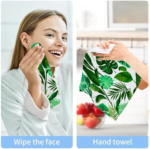 Tropical Green Palm Pure Cotton Washcloths 2-Pack