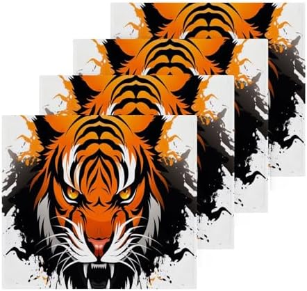 YETTASBIN - Tiger Face Towels Soft AbsorbentReusable Eco-Friendly Washcloth 12x12 inch