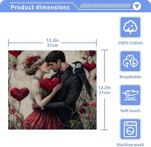Xigua Valentines Day Washcloths Set of 2 12x12 Inch