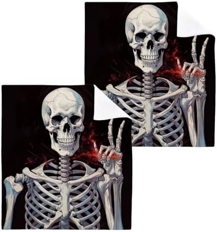 Skeleton Washcloths 2 Pack Soft Absorbent Cotton Towels