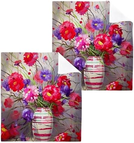 Red Flower Face Towels