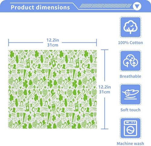 St Patricks Day Clover Washcloths Soft AbsorbentReusable Towels for Baby Adults