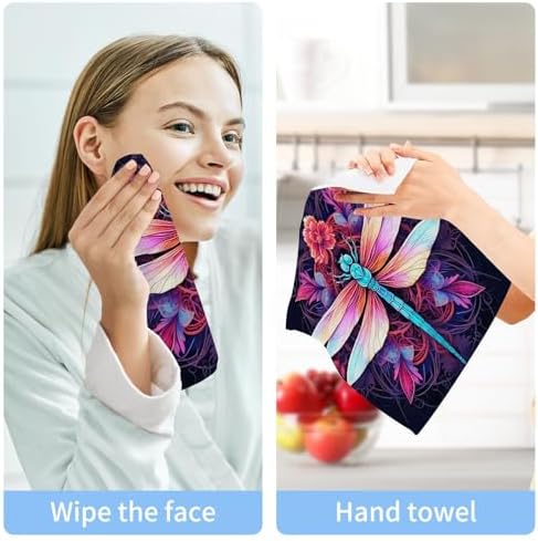 Dragonfly Washcloths 2 Pack Soft Absorbent Cotton Face Towels