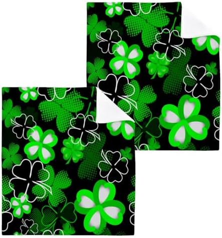 St Patricks Day Clover Washcloth Set - Soft Absorbent Face Towels