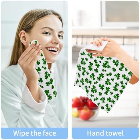 St Patricks Day Clover Washcloth Set Soft Absorbent