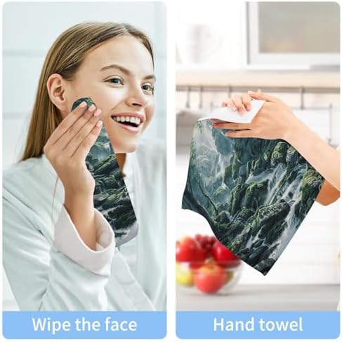 YETTASBIN Forest Washcloths 2 Pack - Soft Absorbent Cotton Face Towels