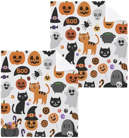 Cat Face Washcloth for Halloween 12x12in