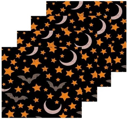 Halloween Bat Star Washcloth Set Soft Reusable 12x12 inch