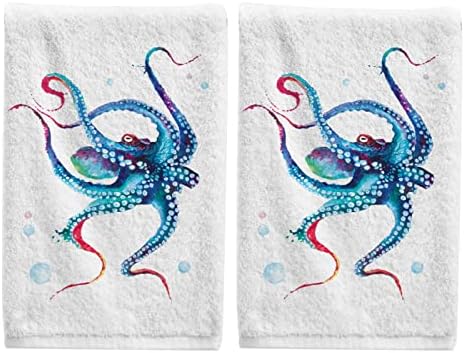 ALAZA Octopus Hand Towels Luxury Soft Cotton Bath Towels for Bathroom Sets