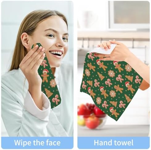 YETTASBIN Christmas Gingerbread Man Washcloths 2 Pack