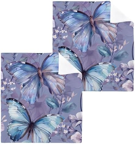 YETTASBIN Butterfly Flower Washcloths Soft and Absorbent Reusable Face Towels