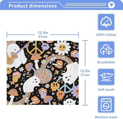 Halloween Ghost Soft Absorbent Face Towels 12x12 In Reusable Washcloth