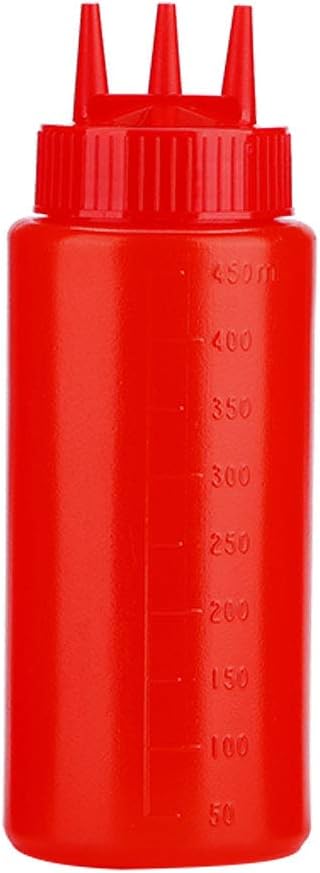 15oz Red Durable Squeeze Bottle Multi-Purpose Kitchen Tool Leak-Proof