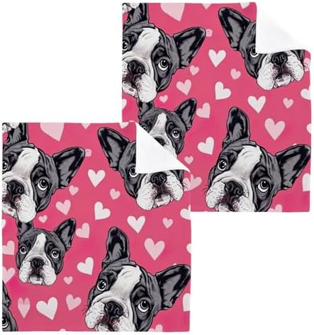 French Bulldog Washcloths 2 Pack Soft Cotton Towels for Bath Spa