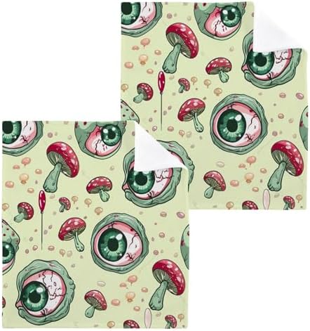 Xigua Green Eyeball Washcloths Set of 2 12x12 Inch