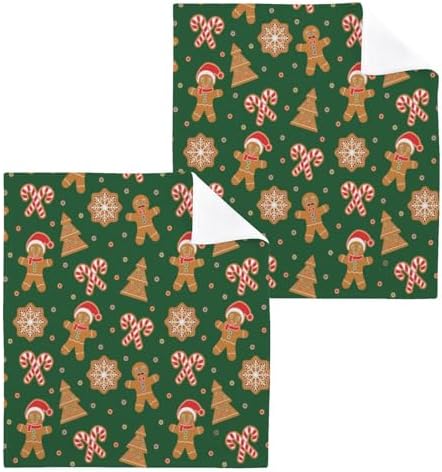 YETTASBIN Christmas Gingerbread Man Washcloths 2 Pack