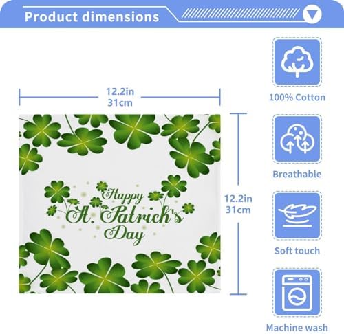 St Patricks Day Washcloth Set - Soft Reusable 12x12 inch