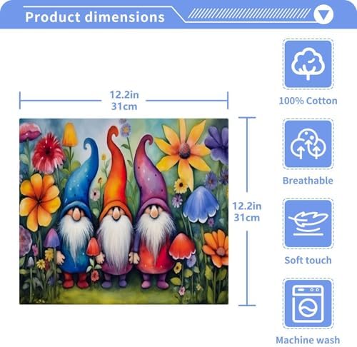 Flower Gnome Washcloth Set Reusable Soft and Absorbent