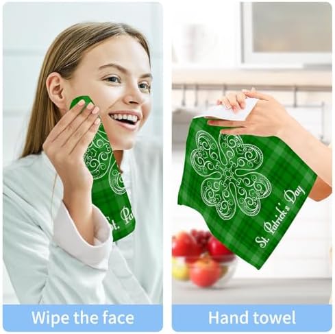 St Patricks Day Clover Washcloth 2-Pack Soft Reusable