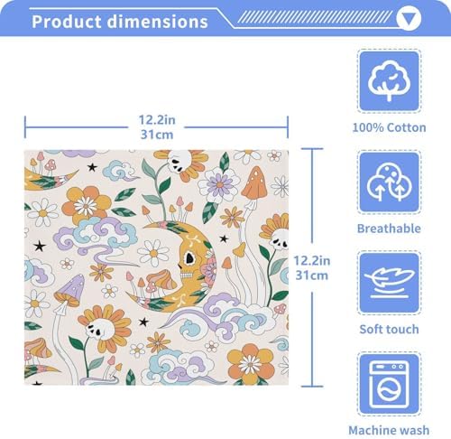Halloween Skull Baby Face Towels Reusable Washcloths for Babies and Kids