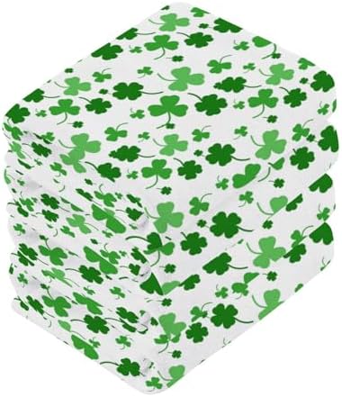 St Patricks Day Clover Washcloth Set - Soft absorbent reusable face towels