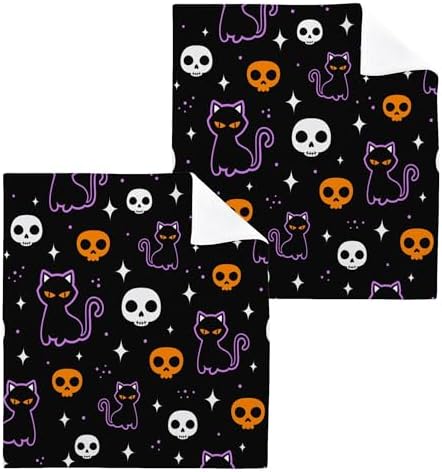 Halloween Cat Washcloth Set - Fast Dry -absorbent